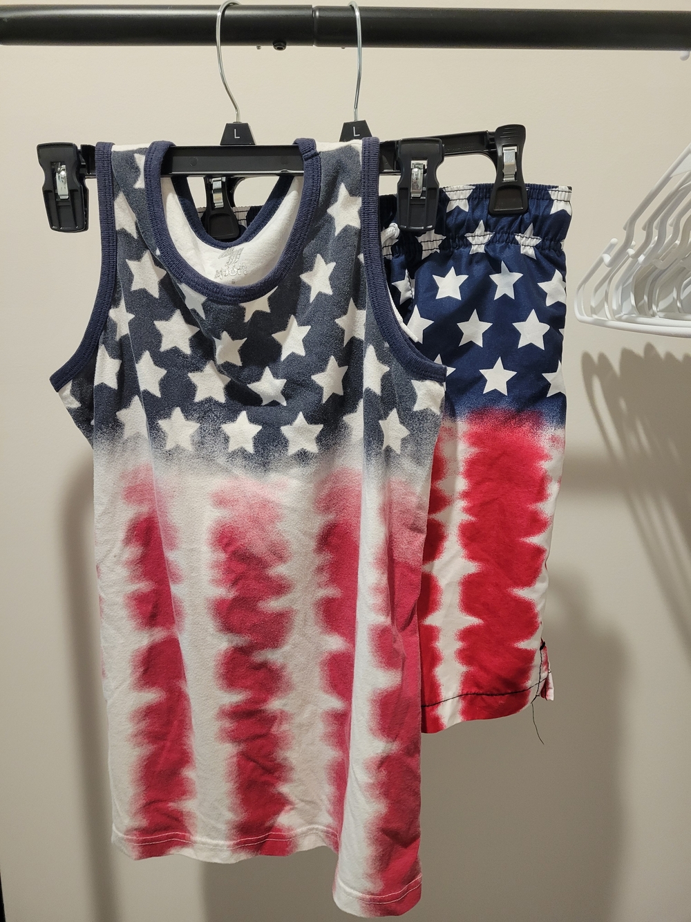 The Children's Place Boys Red White and Blue Stars Swim Trunks Set